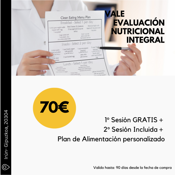 Evaluación nutricional integral, consulta de nutricionista